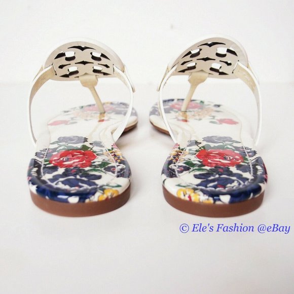 ❤️ NIB Tory Burch Miller Leather Thong Sandal Ivory Tea Rose US 7 7.5 AUTHENTIC - Picture 6 of 12